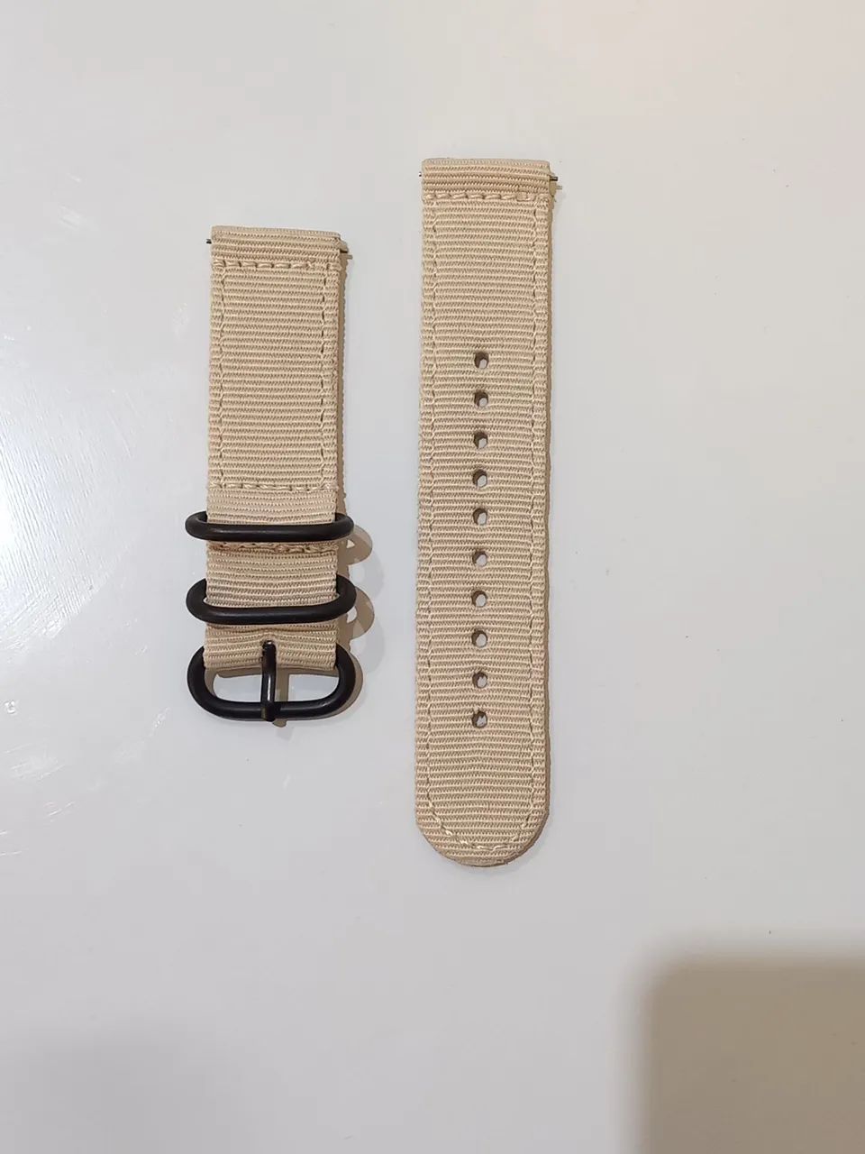 Pulseira Relógio Nylon, engate rápido, 22mm, Bege.