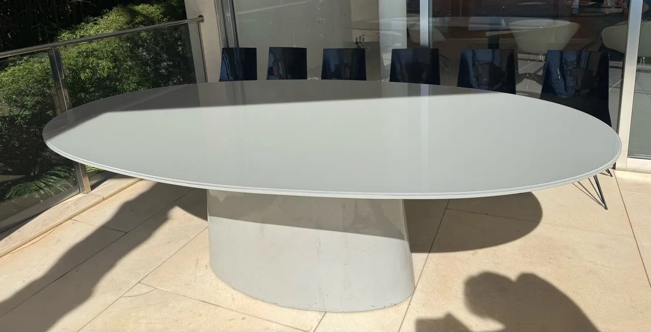 Mesa de Jantar Oval com Base Central Branca - Design Moderno - Foto 3