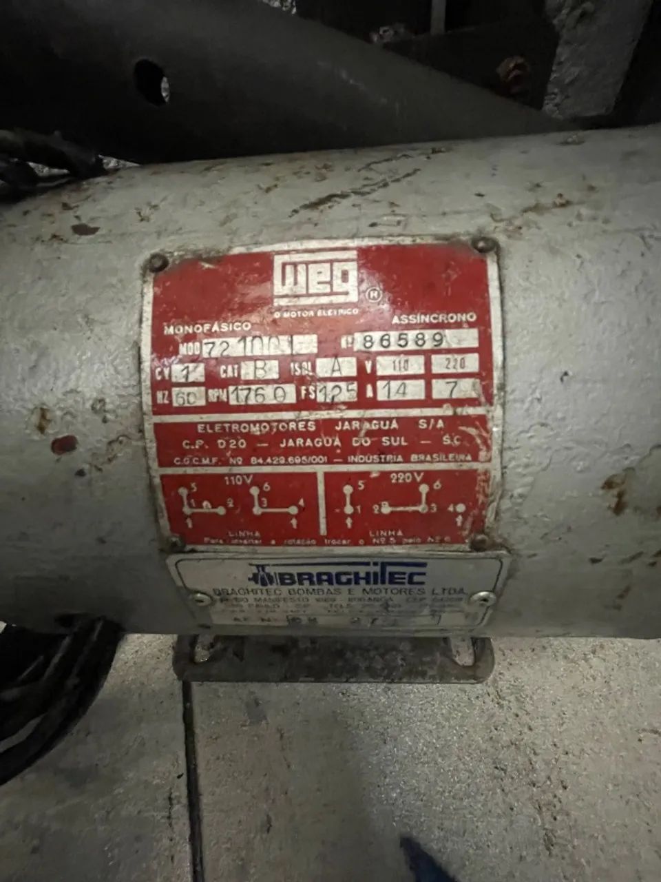 Redutor e motor funcionando 