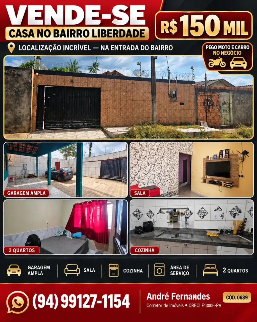 VENDE-SE CASA NO BAIRRO LIBERDADE