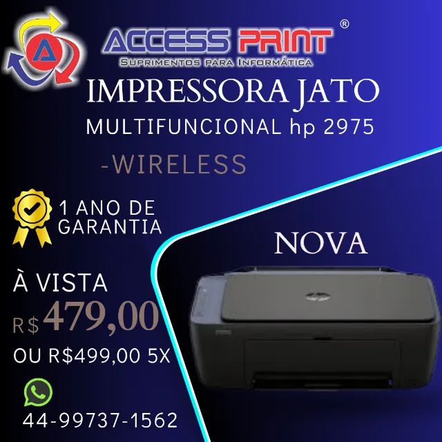 Impressora nova Multifuncional DeskJet HP wireless 2975 