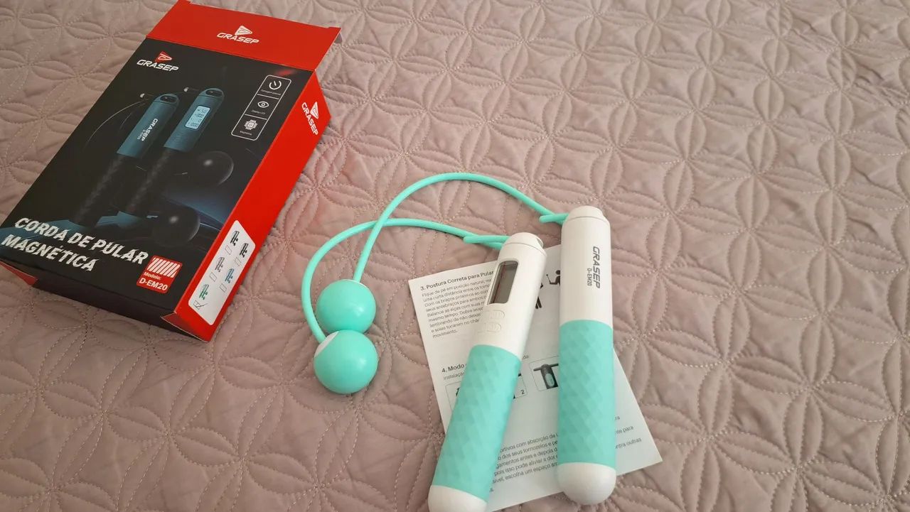 Corda eletronica de pular de academia, ginástica e saúde com visor marcador de pulos,  - Foto 3