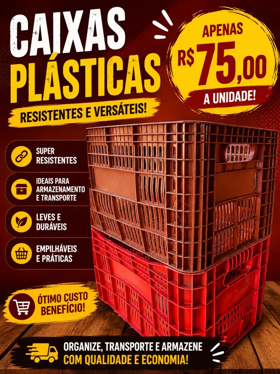 Caixas plásticas a venda 