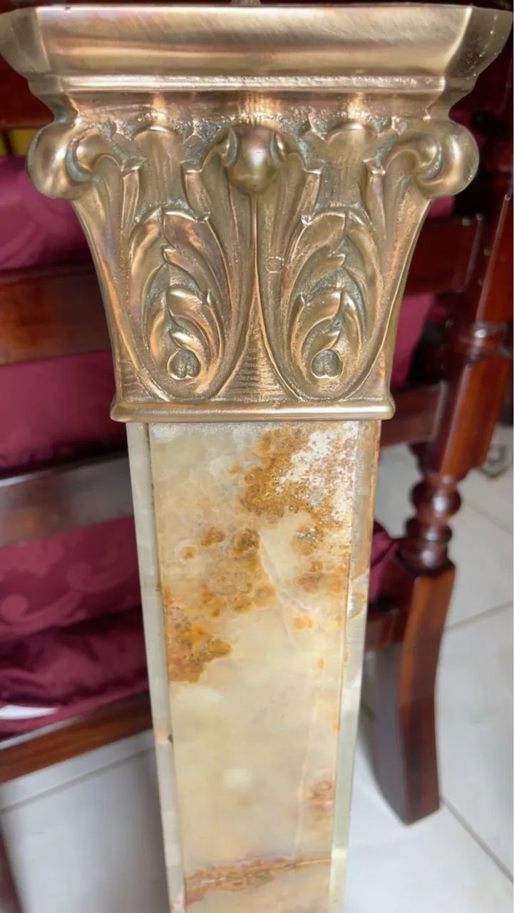 Linda coluna antiga em ala basto e bronze - Foto 3