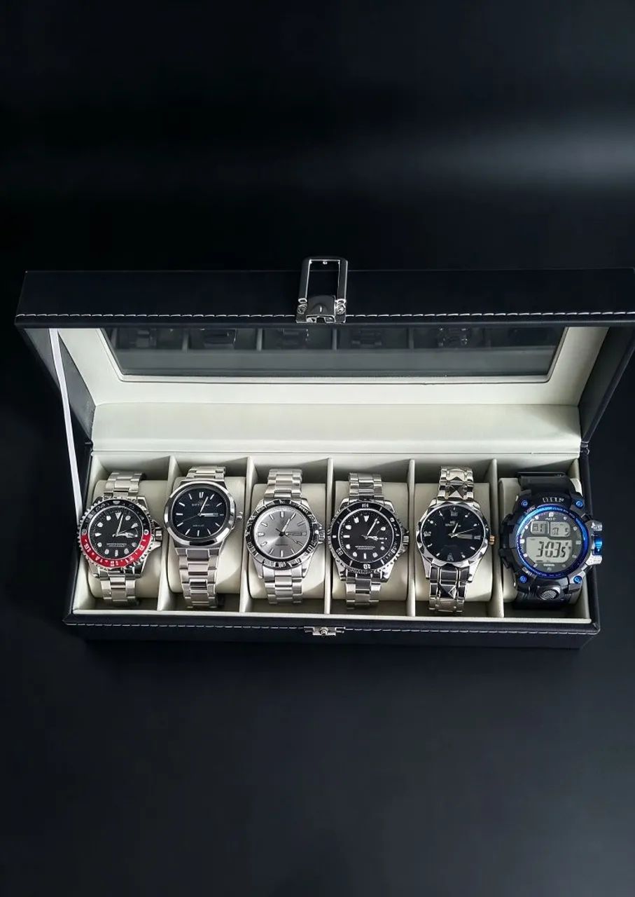 Kit luxo com 6 relógios mais Maleta case.  - Foto 3