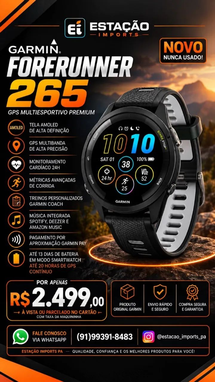 Relógio Garmin Forerunner 265 Original Lacrado