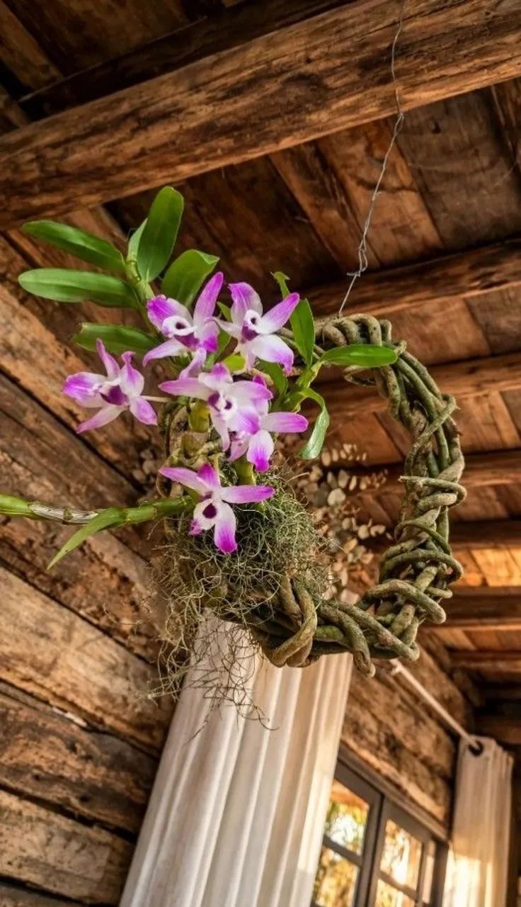 Esferas d cipó com orquídeas  - Foto 4