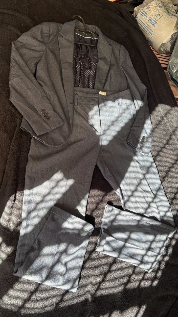 conjunto alfaiataria zara basic azul-escuro