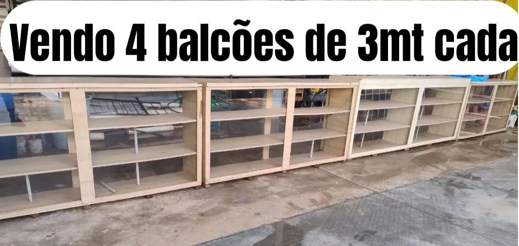 Balcão MDF e vidro de 3m
