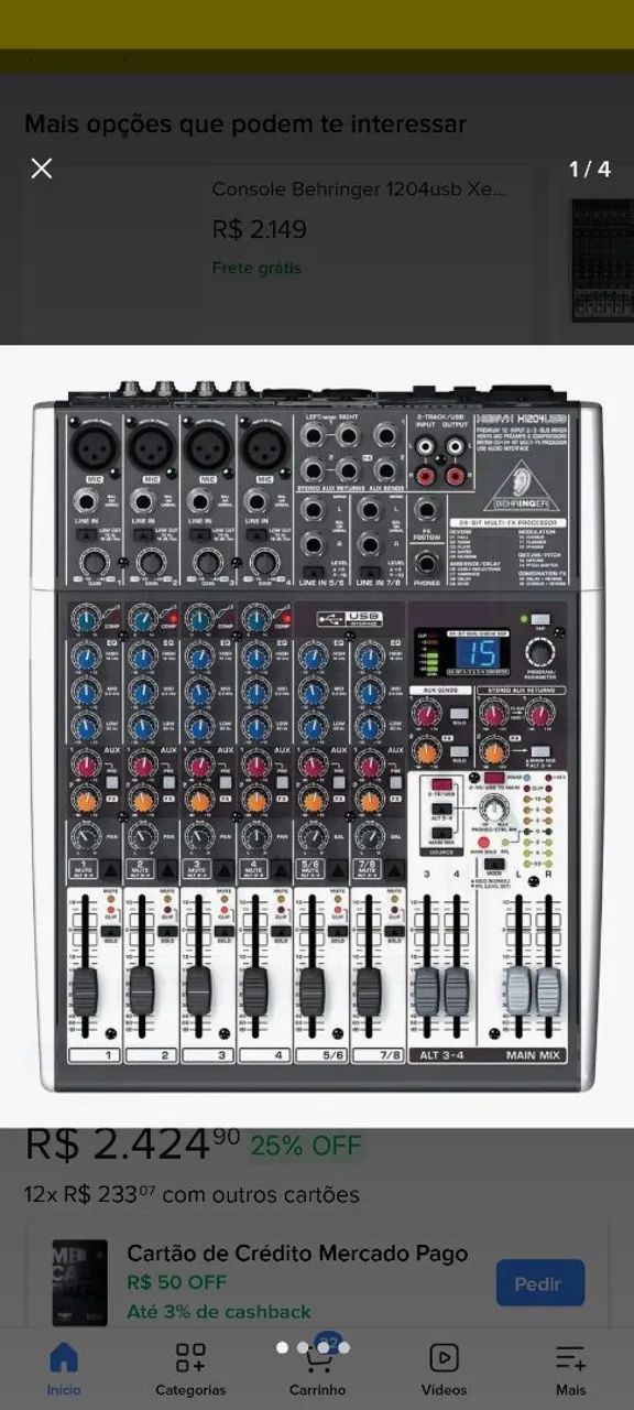 Mesa de som Behringer 1204 USB novíssima  - Foto 3