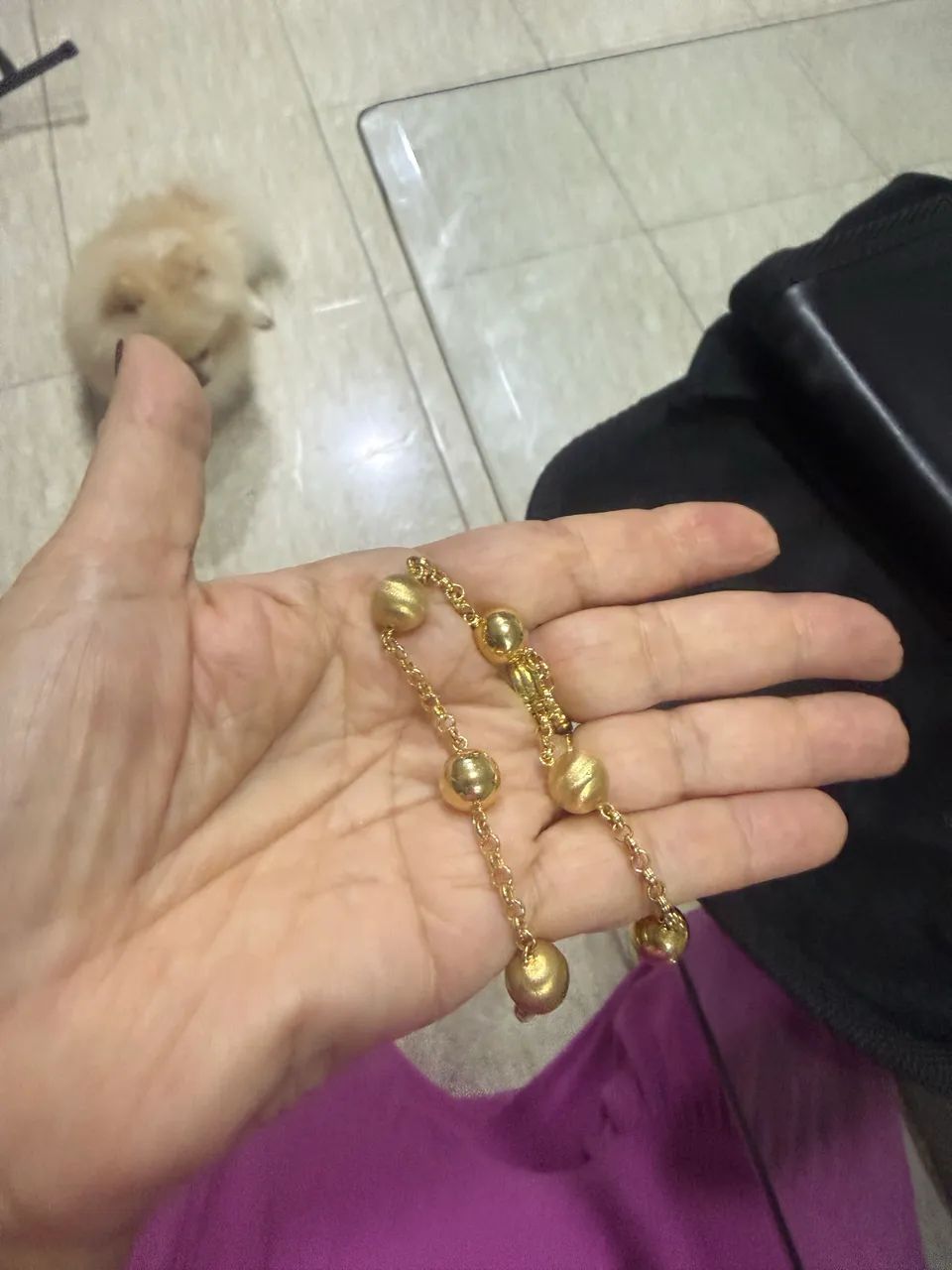 Pulseira de ouro 18k de bolas grandes, 20cm, 6,4g. - Foto 3