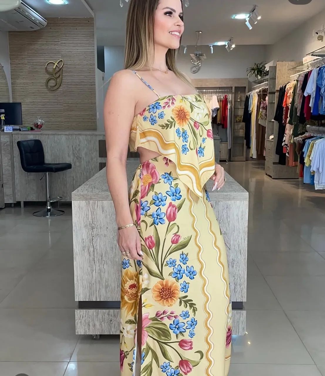 Vestido lenço midi floral Mari farm  - Foto 2