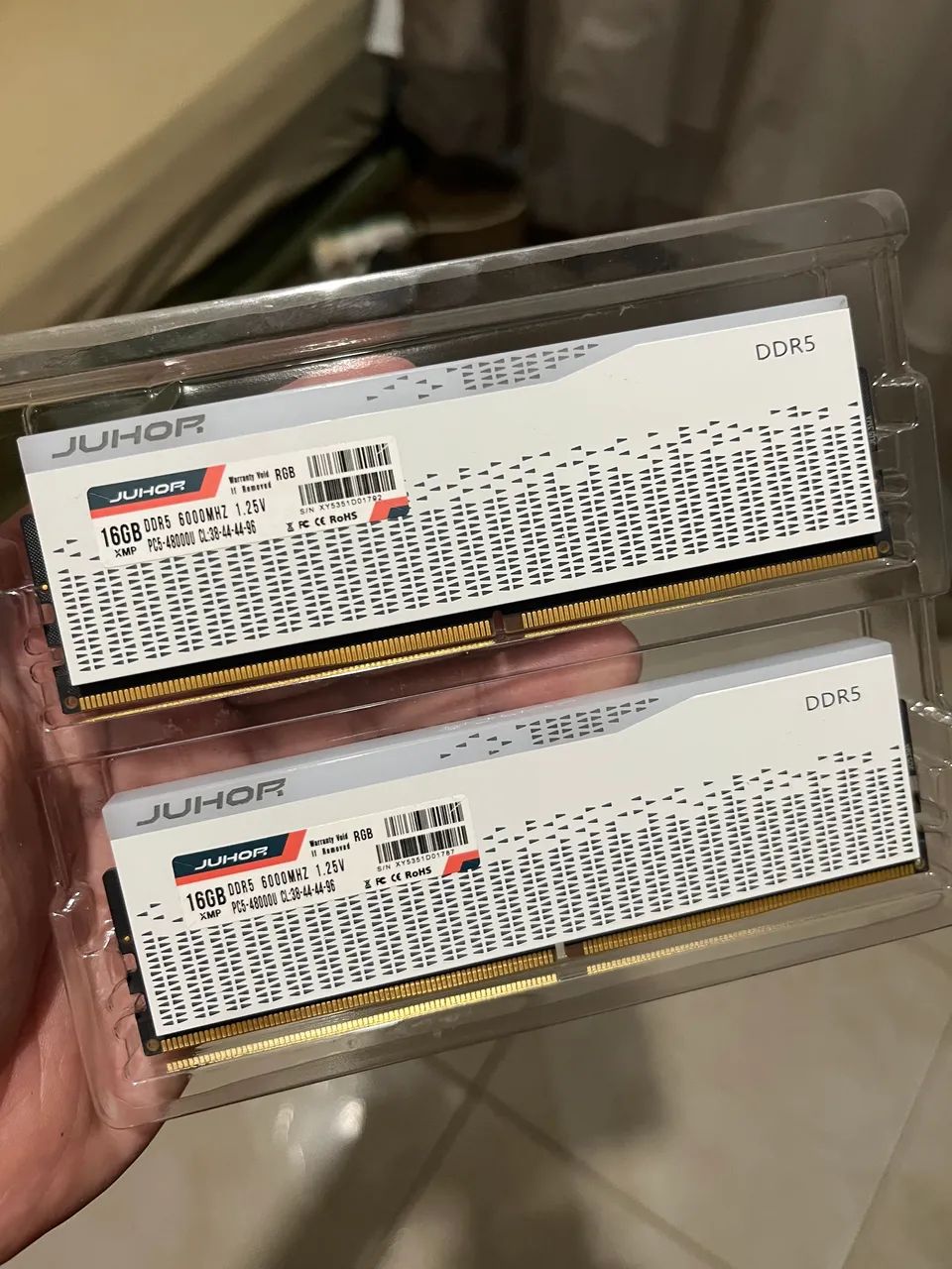 Memória DDR5 Juhor 2x16gb (32gb) 6000mhz RGB Brancas CL38