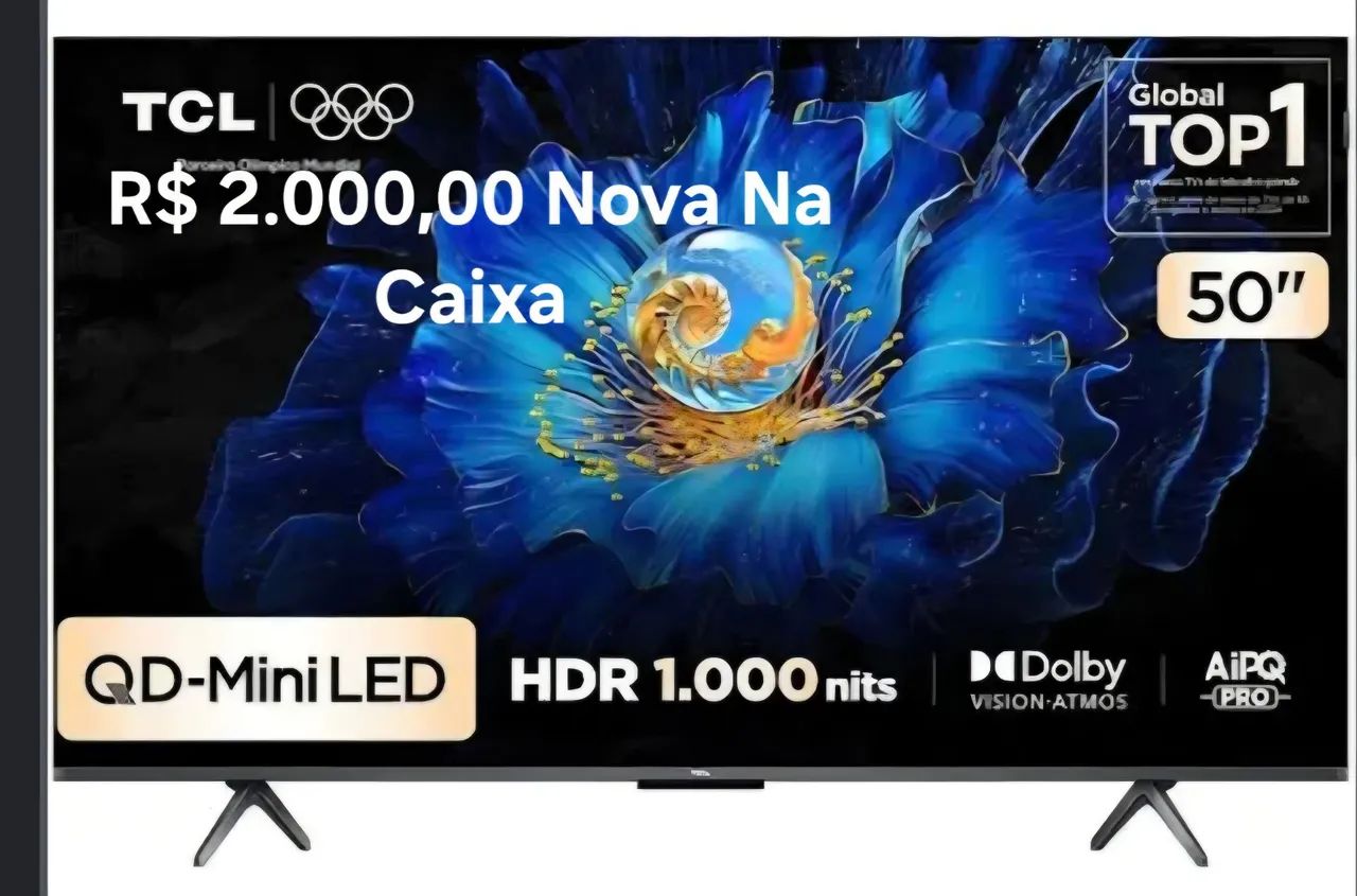 TV TCL PREMIUM QLED 50' Na Caixa