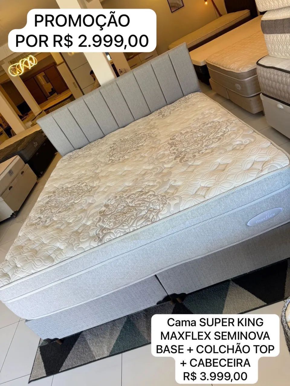 Cama box Super King MAXFLEX SEMINOVA TOP - ENTREGAMOS 
