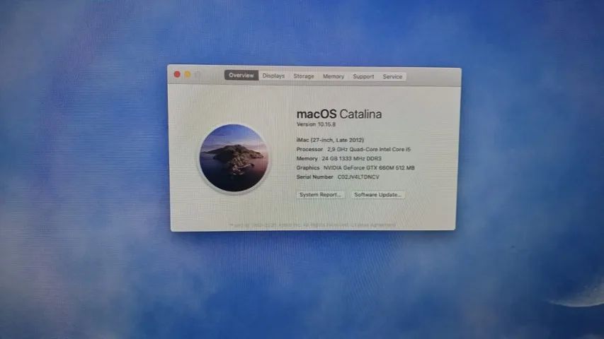 Imac 27-inch I5 2,9 GHz 24 GB 1333 MHz DDR3 2012 (Late) macOS