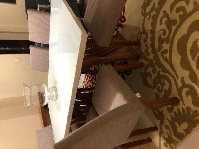 Mesa em laka branca e madeira maciça com console. - Foto 6