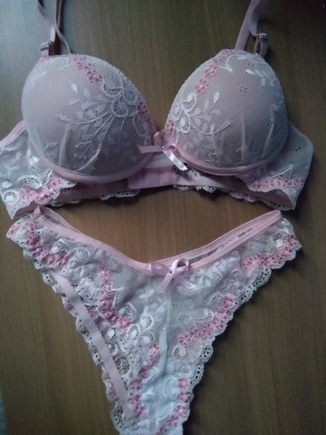 Conj. sutiã com bojo e calcinha pink, rosa e vermelho - Foto 2