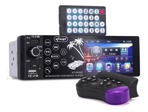 Som automotivo multimídia + câmera de ré bluetooth USB rádio 4 P MP5 1 Din KP-RA903  - Foto 3