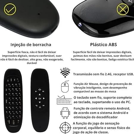 Controle Mini Teclado Air Mouse Wireless Sem Fio Android em