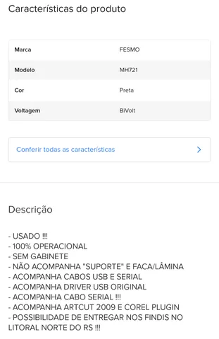 Plotter recorte profissional fesmo mh721