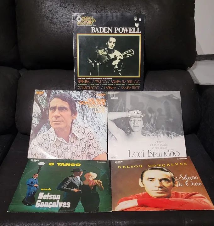 5 LPs Vinil - Nelson Gonçalves , Baden Powell, Leci Brandão