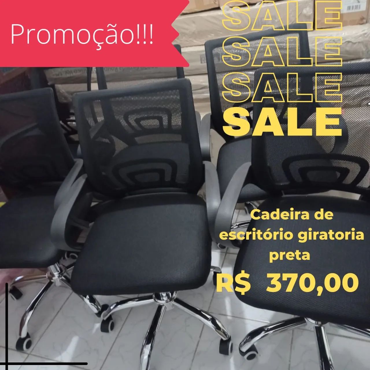 Cadeira de escritório giratoria preta 