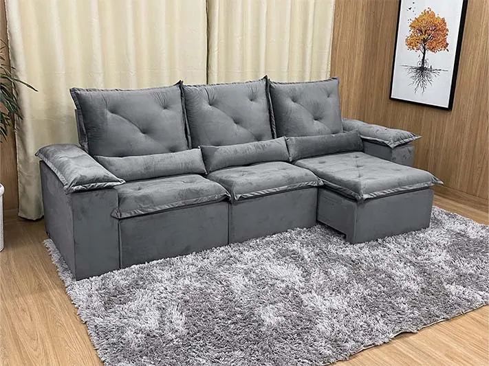 Sofá Retrátil Reclinável 2,70m Super Premium a643 - Foto 2