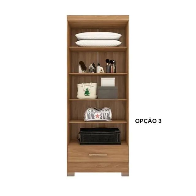 Promoção! Roupeiro Solteiro Smart Plus 2 Portas 1 Gaveta Cinamomo/Chumbo Até 12x  - Foto 4