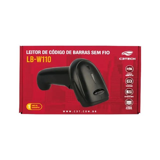 Leitor de Código de Barras 1D/2D Sem Fio LB-W110BK C3Tech