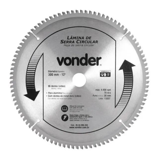 Disco Serra Alumínio 300mm 96 Dentes Vonder  - Foto 2