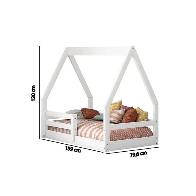 Mini Cama Montessoriano Cabaninha com Grade em Madeira Maciça - Casatema - Foto 3
