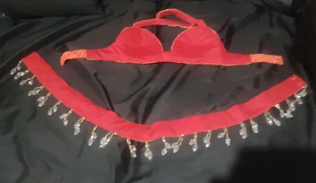 Roupa de dança do ventre vermelha e laranja - Foto 2