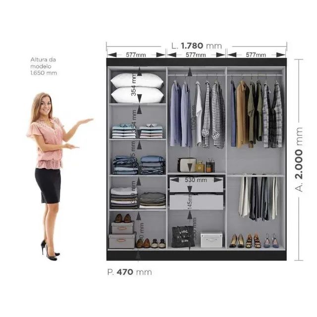 GUARDA ROUPA 6 PORTAS 2 GAVETAS 100% MDF fazemos entrega - Foto 2