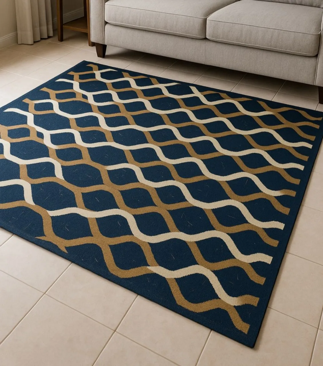 Tapete Decorativo Azul com Design Geométrico