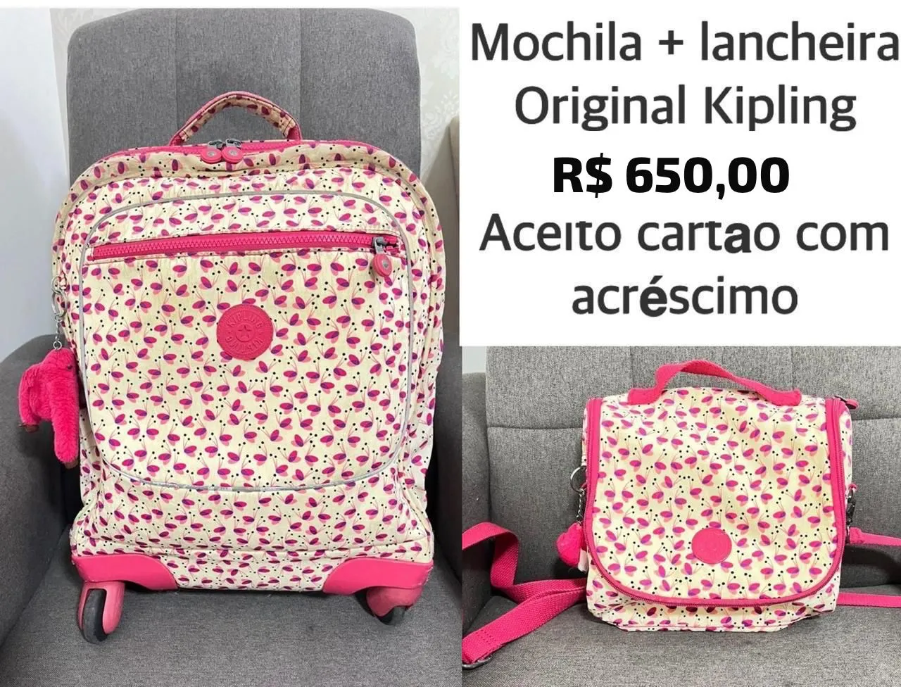Mochila e lancheira Kipling