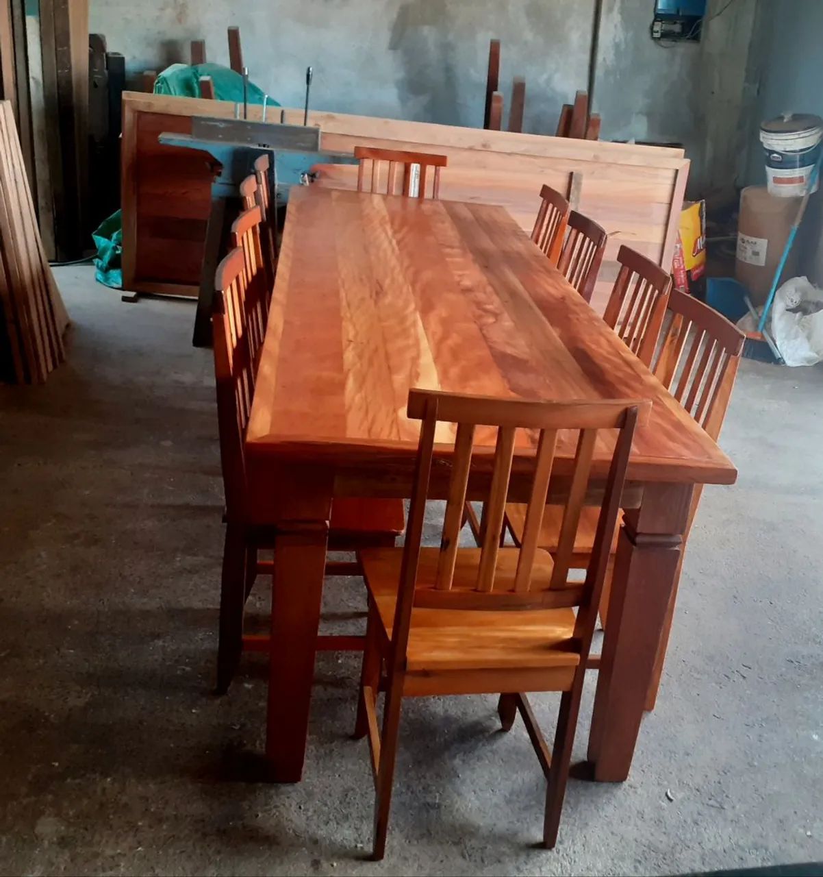 Mesa com 10 cadeiras 270×90 peroba rosa  - Foto 5