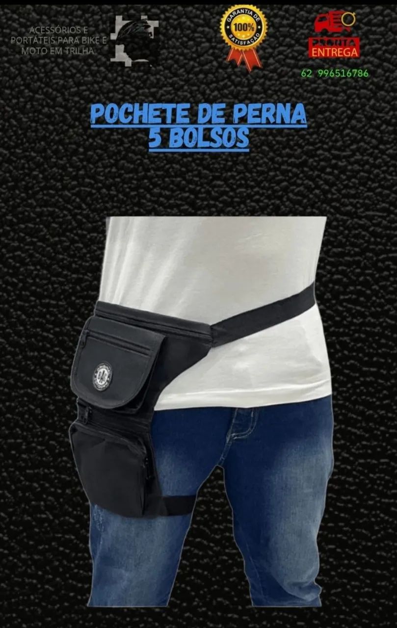Pochete de Perna com 5 Bolsos para Bike e Moto