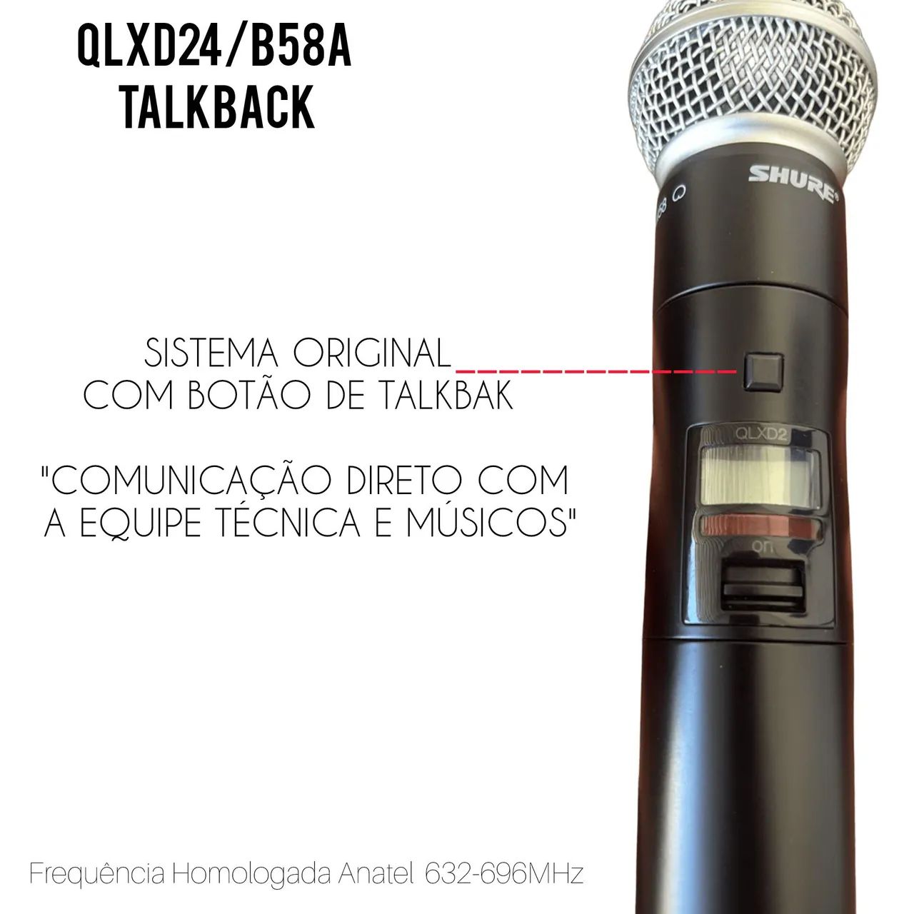 Shure ORIGINAL Digital System, QLXD24/B58 Wireless Microphone with TALKBACK64529515265410121