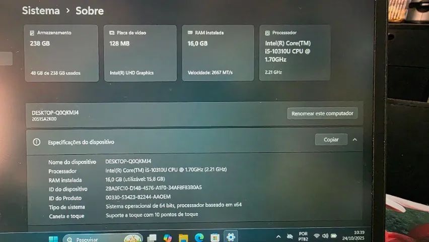 Notebook Seminovo Lenovo Thinkpad T14 Windows 11 PRO TouchScreen i5 10Th 16GB SSD 512GB  - Foto 3