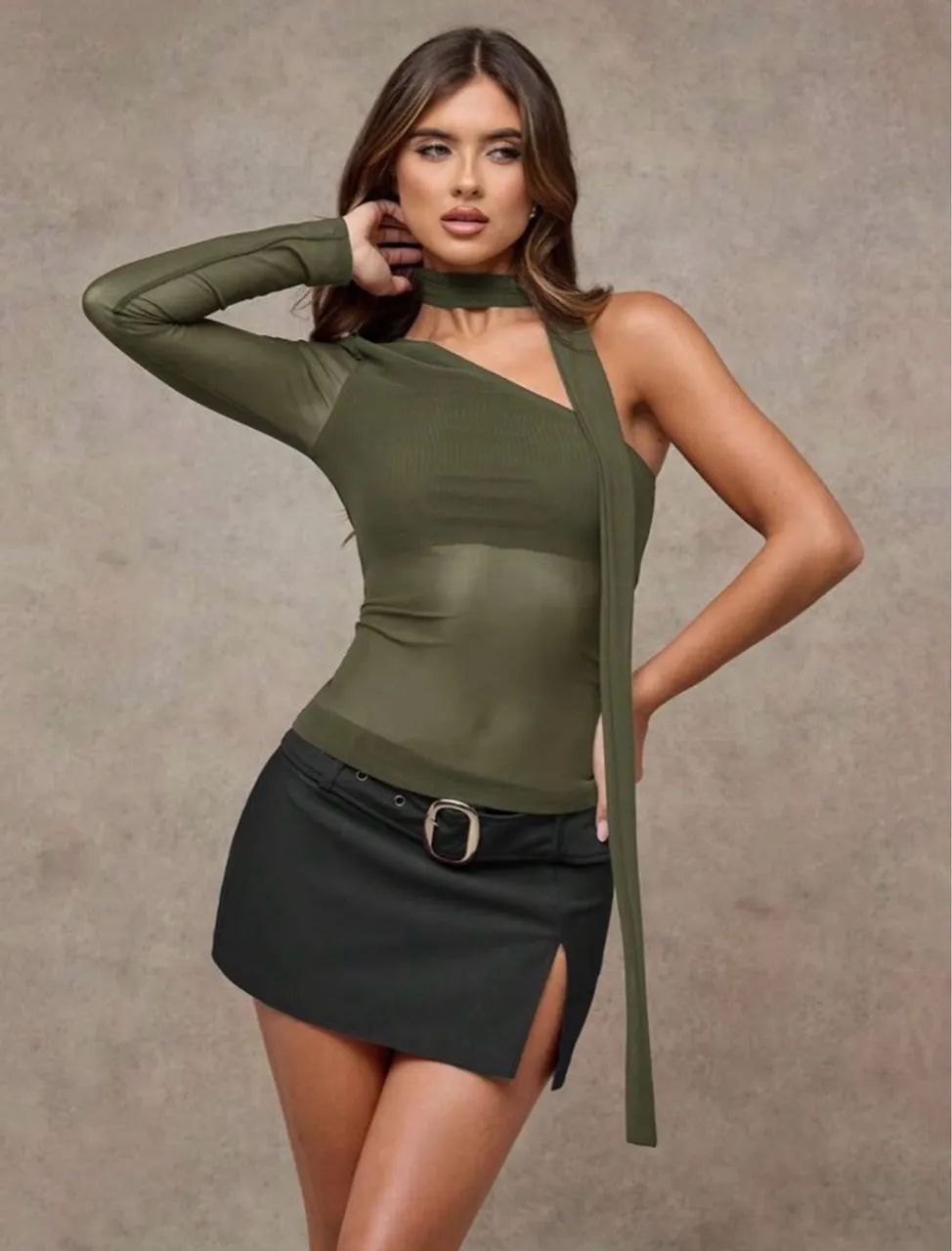Blusa Verde Militar Moderna Slim - Foto 4