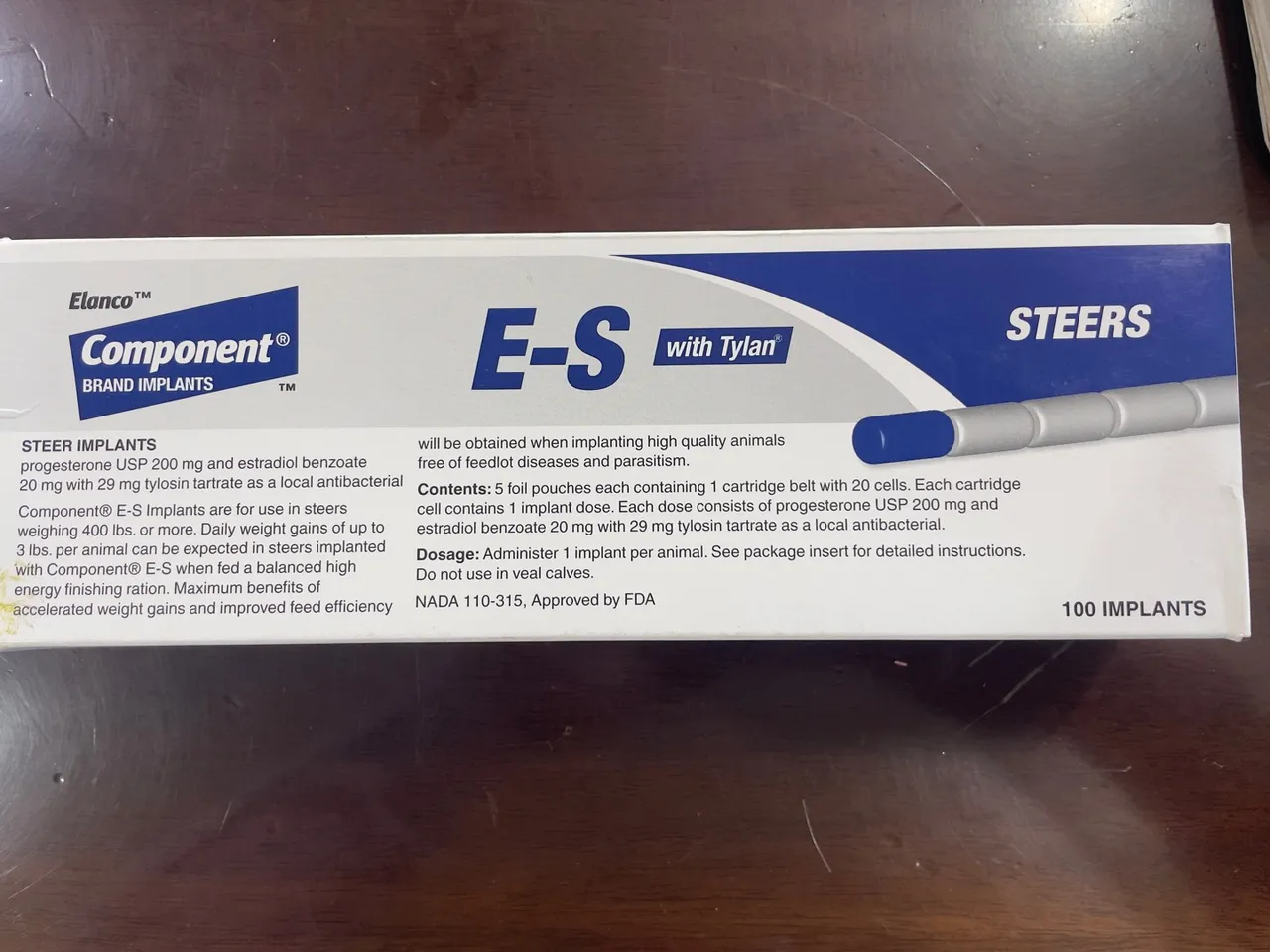 100 Component® E-S com Tylan - Implantes para bovinos