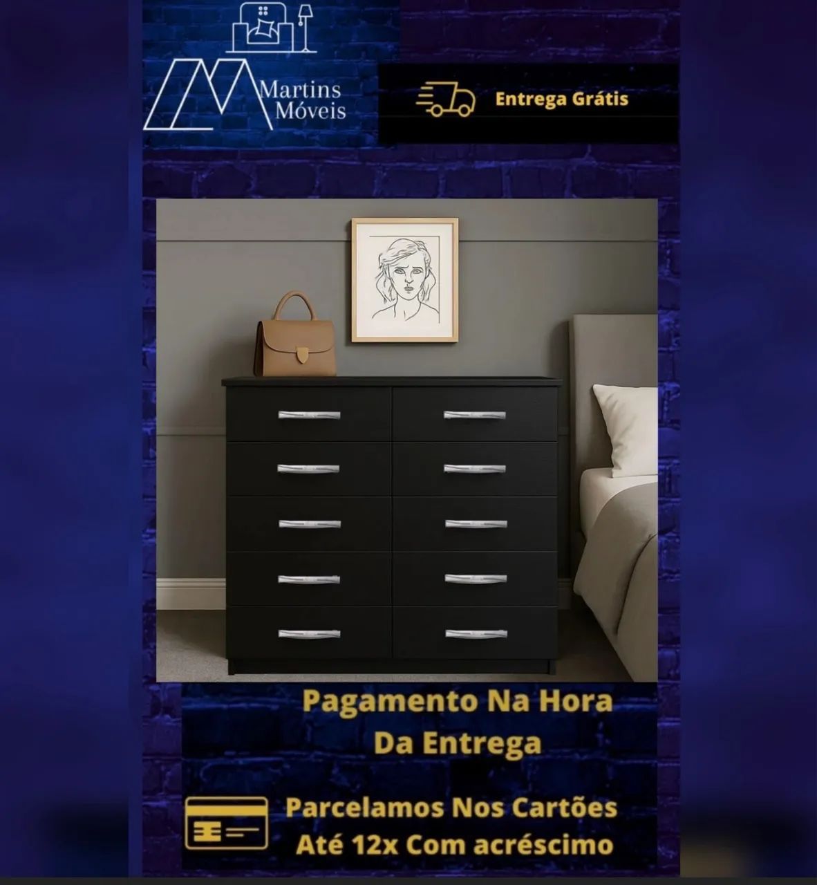 GRANDE PROMOÇÃO CÔMODA MARBELA 10 GAVETAS  ENTREGA GRATIS ACEITA CARTÃO 