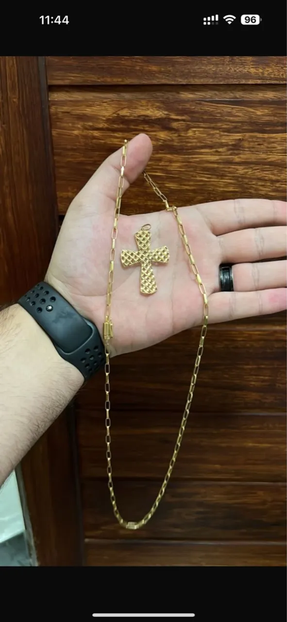 Cordão ouro 18k tijolinho alongado