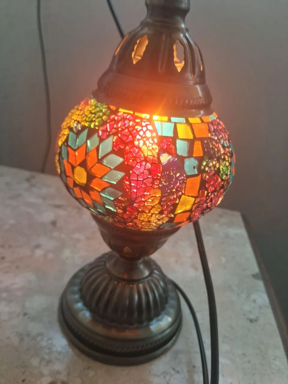 Linda luminária turca de mesa- mosaico colorido  - Foto 2