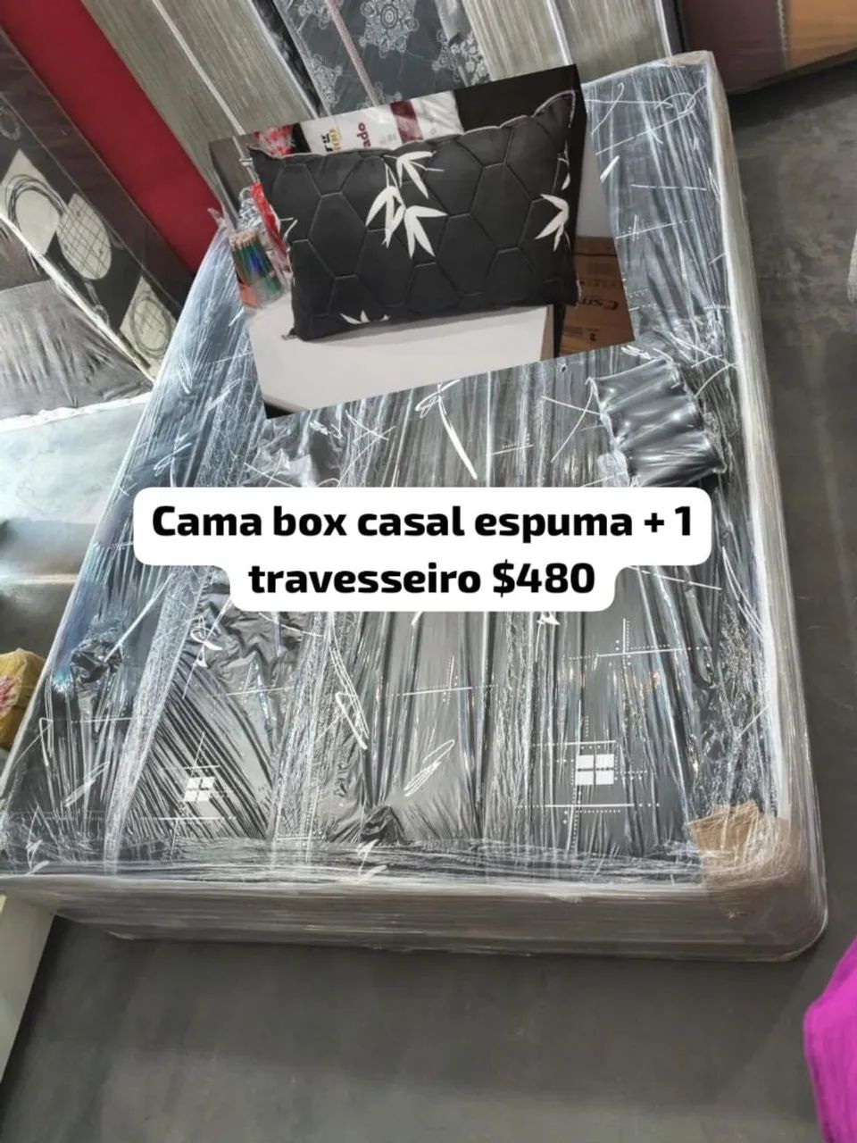 Cama Box Casal Espuma D28 + Travesseiro (ENTREGA GRÁTIS)