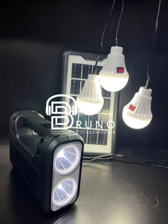 Kit Solar Portátil com 3 Lâmpadas LED - Iluminação Econômica - Foto 4