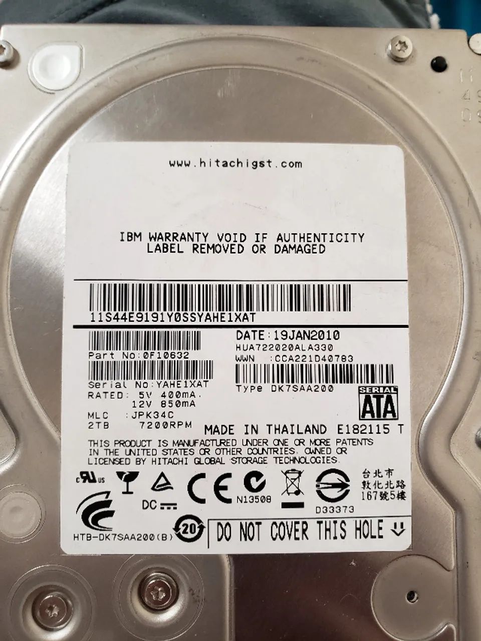 HD Hitachi 2TB Sata 3.0gbps 7.2rpm HUA722020ALA330 - Foto 3