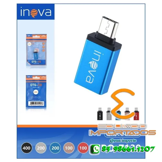 Adaptador OTG V8 Macho x Usb A Femea