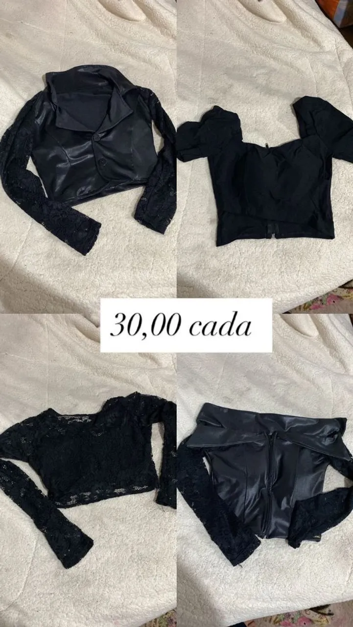 Blusas pretas estilosas - R$30 cada